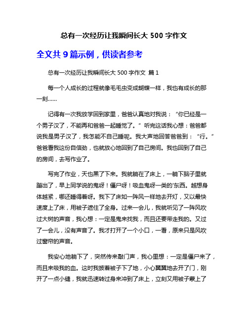 总有一次经历让我瞬间长大500字作文