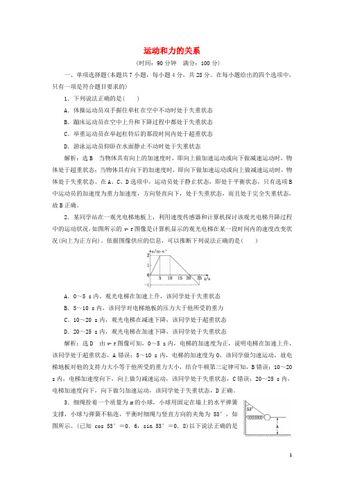 2024_2025学年新教材高中物理第四章运动和力的关系章末检测含解析新人教版必修第一册