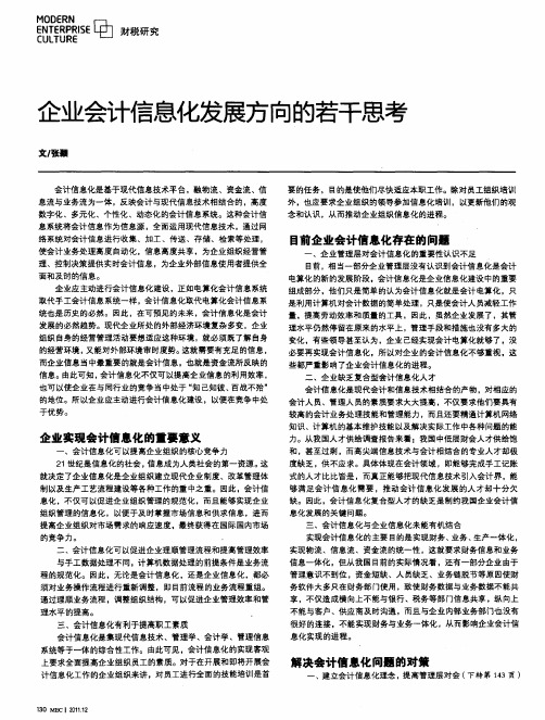 企业会计信息化发展方向的若干思考