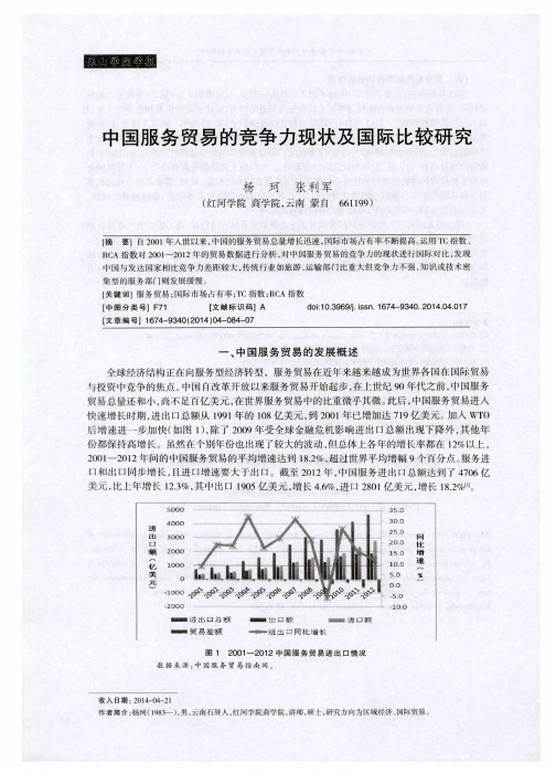 中国服务贸易的竞争力现状及国际比较研究