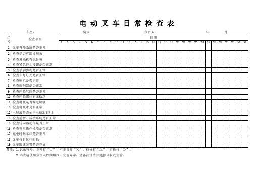 电动叉车日常检查表