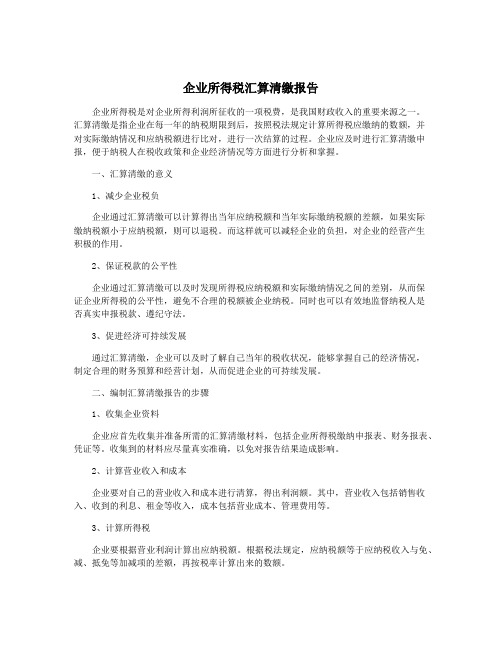 企业所得税汇算清缴报告