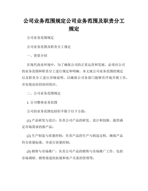 公司业务范围规定公司业务范围及职责分工规定