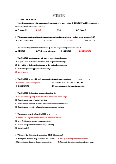 新编gmdss英语阅读试题