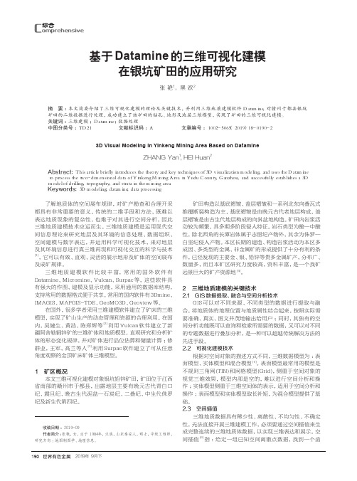 基于datamine的三维可视化建模在银坑矿田的应用研究