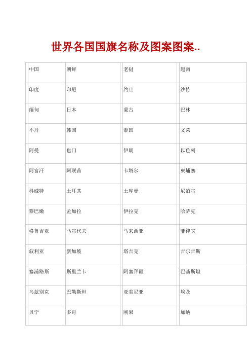 世界各国国旗名称及图案图案