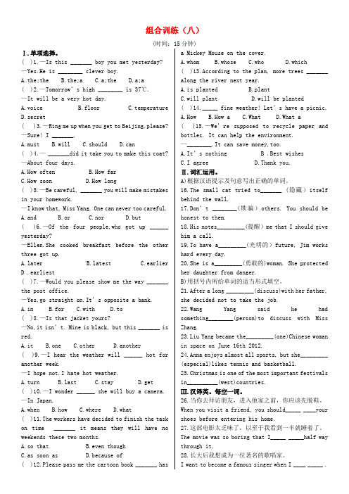 【火线100天】中考英语 基础滚动组合训练(八)