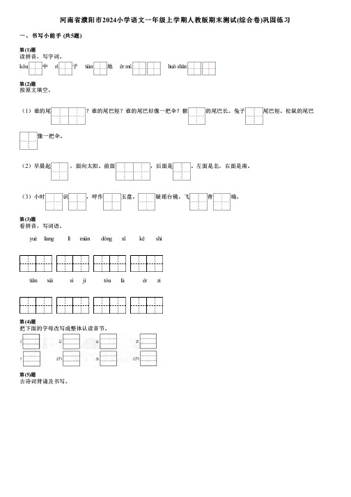 河南省濮阳市2024小学语文一年级上学期人教版期末测试(综合卷)巩固练习