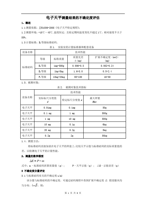 14电子天平测量结果的不确定度评估