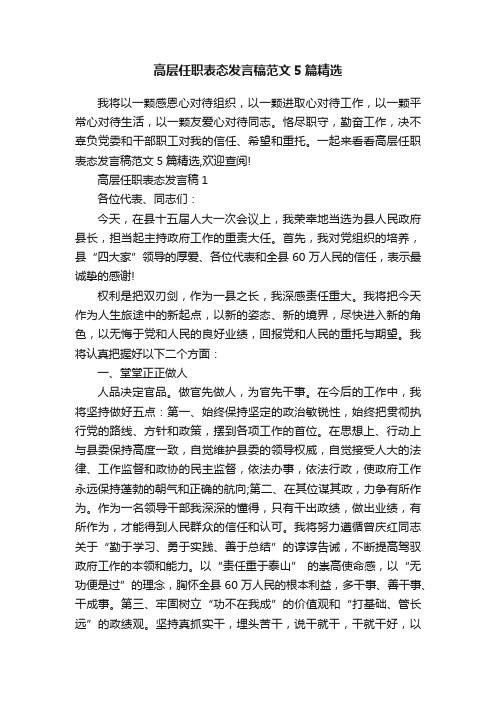 高层任职表态发言稿范文5篇精选