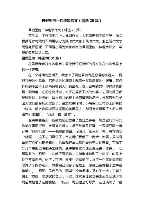 暑假里的一件趣事作文（精选25篇）