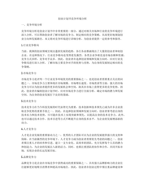 创业计划书竞争环境分析