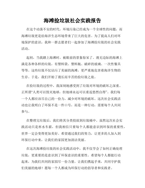 海滩捡垃圾社会实践报告