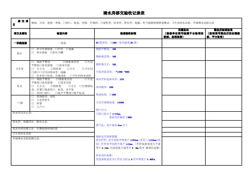 清水房移交验收录表