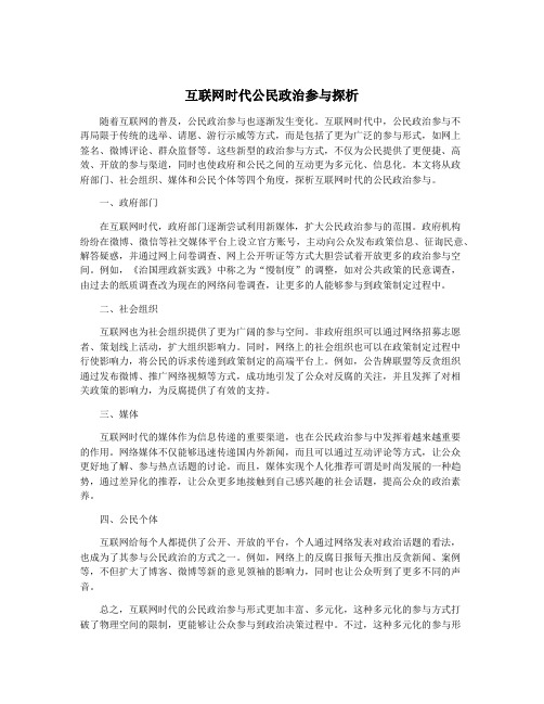 互联网时代公民政治参与探析