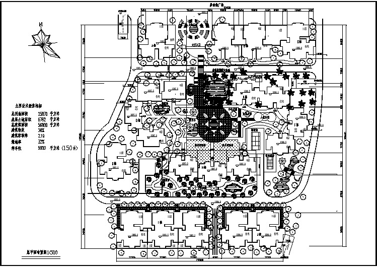 总用地25870平米住宅小区规划总平面布置CAD图