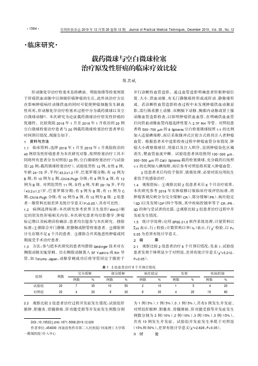 载药微球与空白微球栓塞治疗原发性肝癌的临床疗效比较