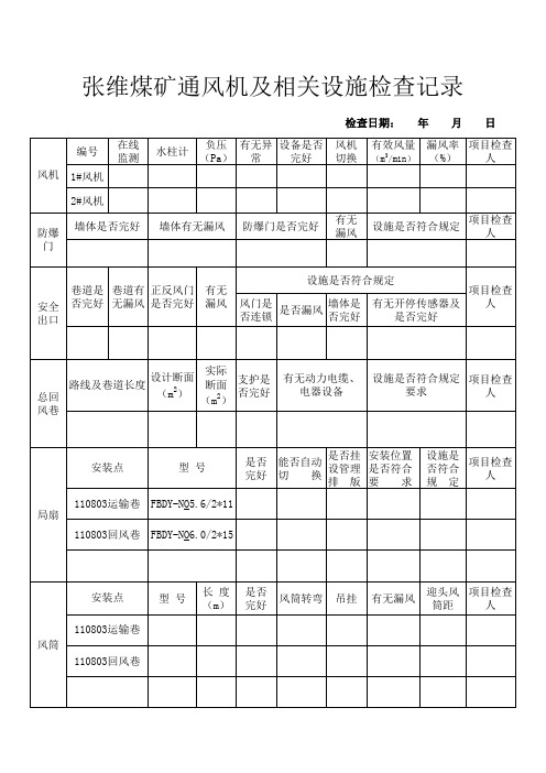 通风机检查记录