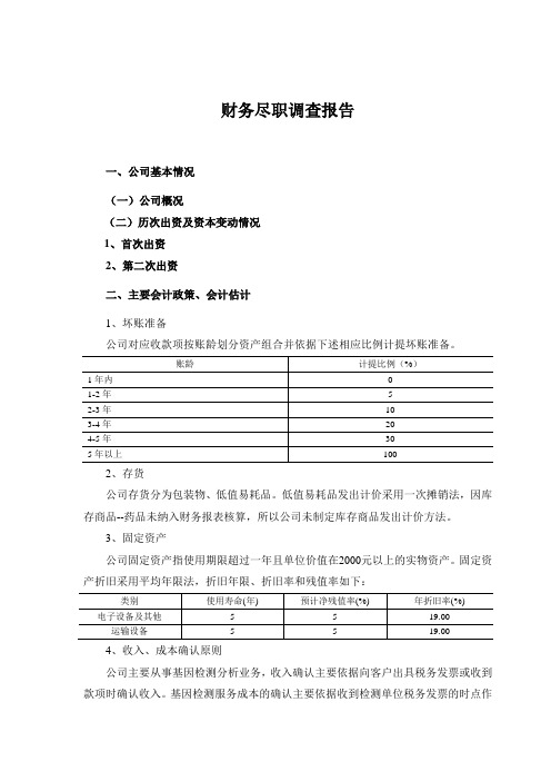 咨询服务项目财务尽职调查报告-框架