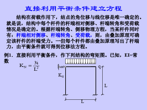 结构力学 直接写出杆端转角位移方程,利用平衡条件建立位移法方程