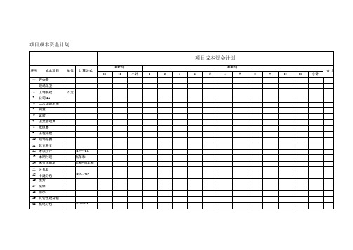 项目成本资金计划表