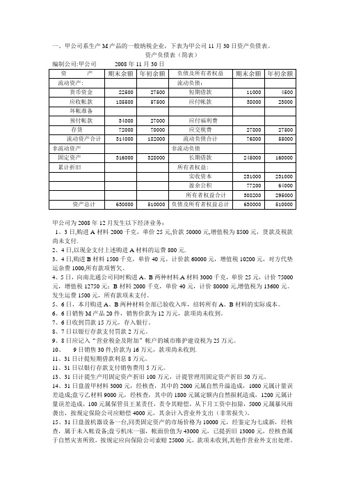 2009年会计基础第一套试卷