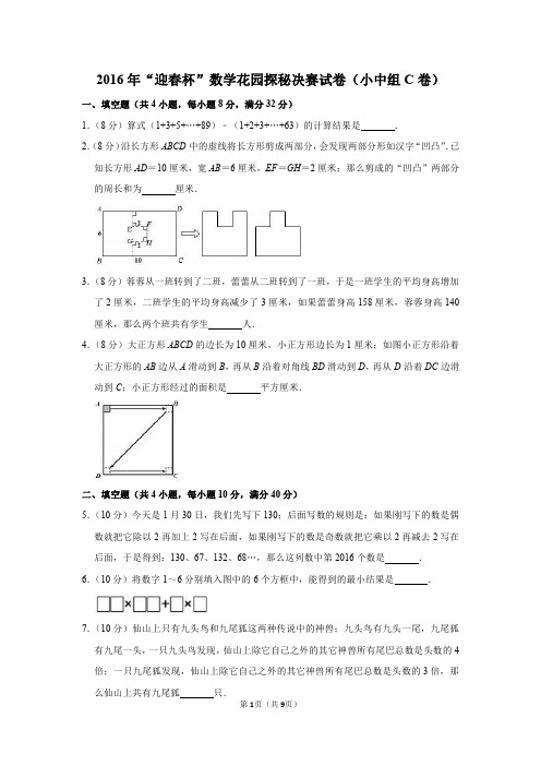 2020年“春笋杯”数学花园探秘决赛试卷(小中组c卷)