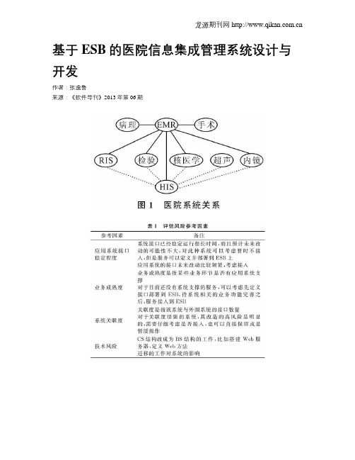 基于ESB的医院信息集成管理系统设计与开发