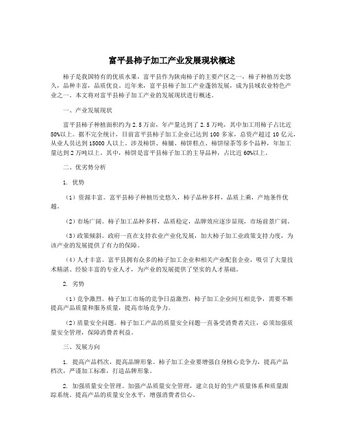 富平县柿子加工产业发展现状概述