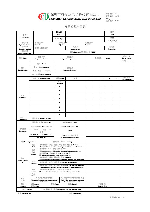 样品检验报告表