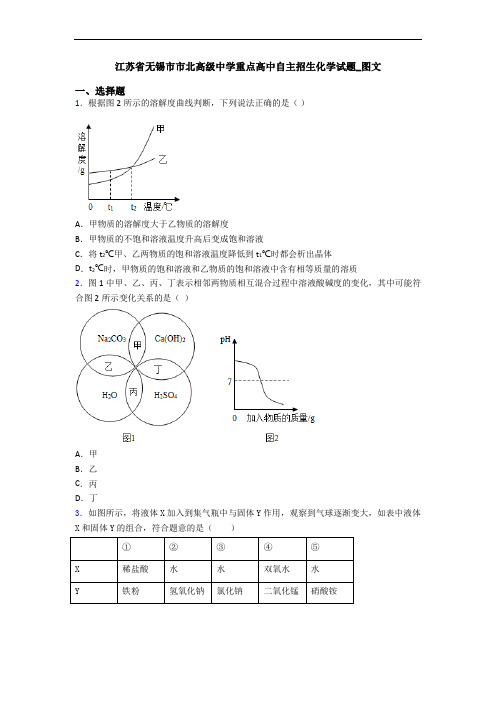 江苏省无锡市市北高级中学重点高中自主招生化学试题_图文