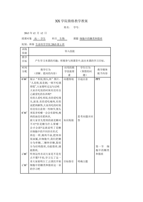 微格教学教案：导入技能训练