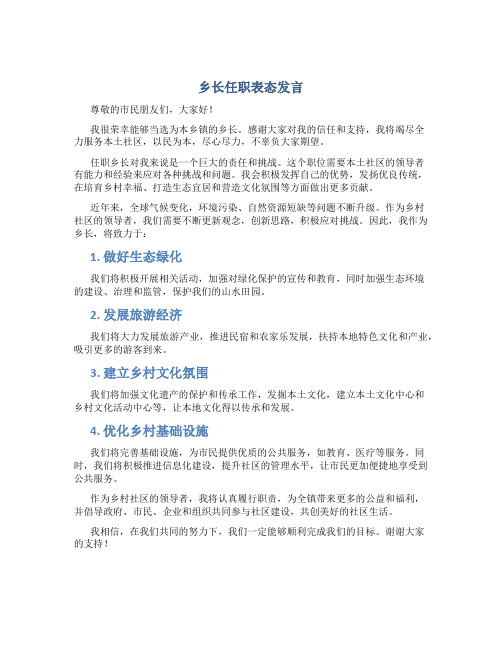 乡长任职表态发言