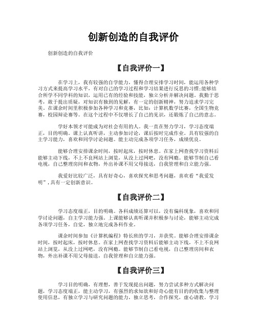 创新创造的自我评价