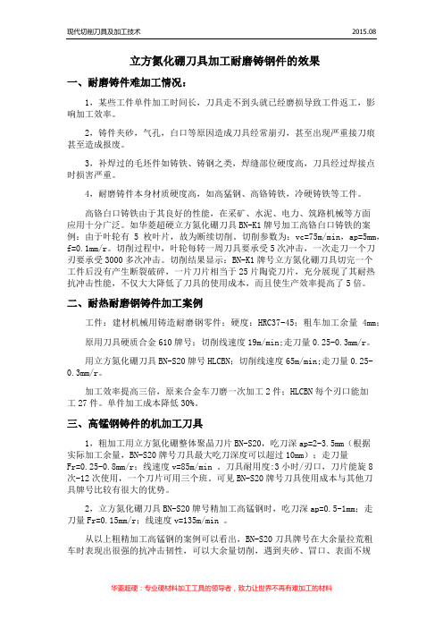 立方氮化硼刀具加工耐磨铸钢件的效果