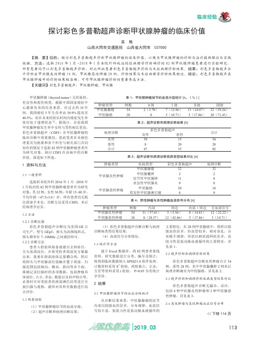 探讨彩色多普勒超声诊断甲状腺肿瘤的临床价值