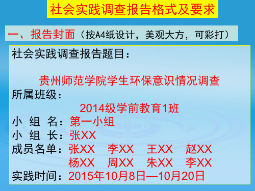 概论课社会实践调查报告格式及要求PPT课件