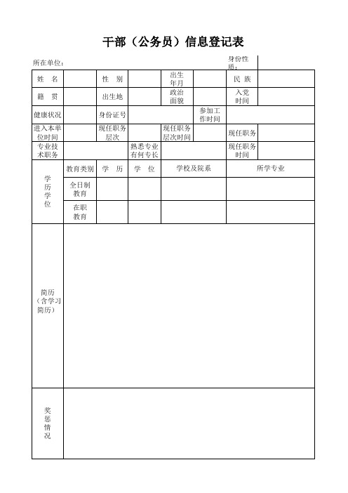 公务员信息登记表xls