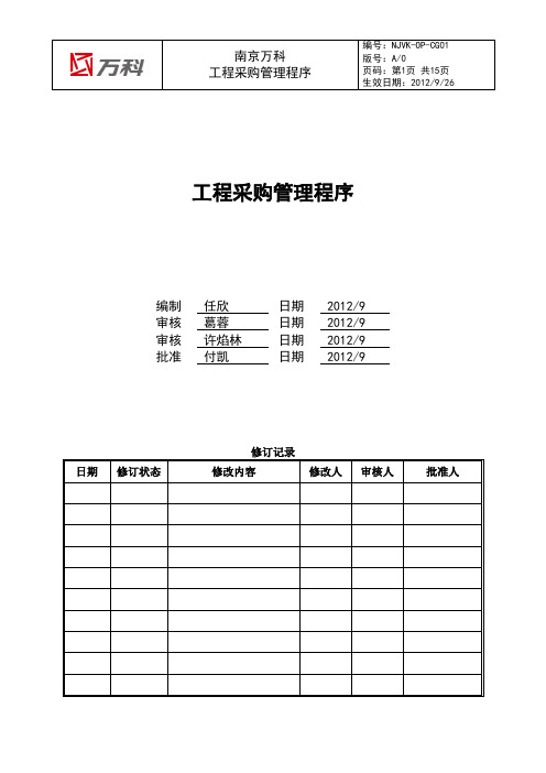 南京万科工程采购管理程序