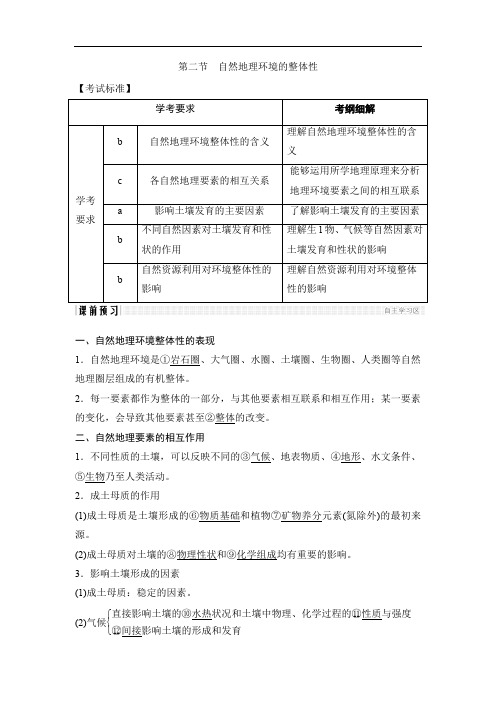 湘教版浙江高一地理必修一讲义自然地理环境的整体性