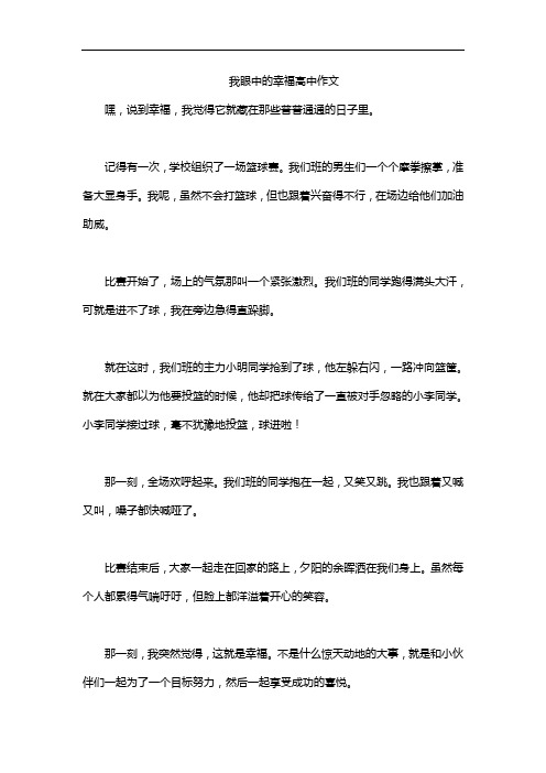 我眼中的幸福高中作文