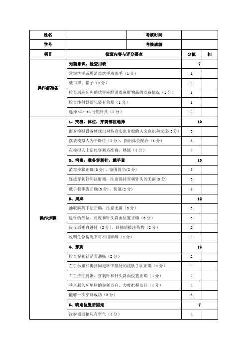 ( 环甲膜穿刺术  )评分标准