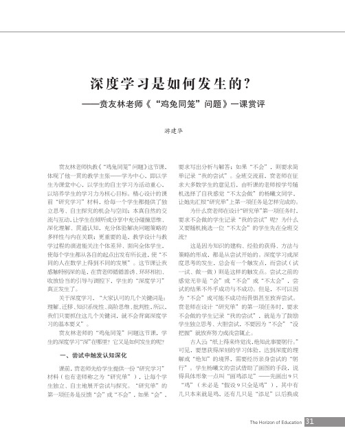 深度学习是如何发生的--贲友林老师《“鸡兔同笼”问题》一课赏评