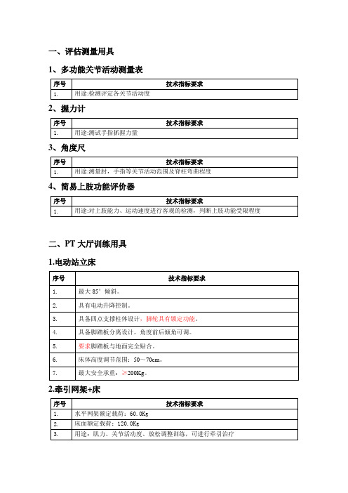 康复科器材招标参数