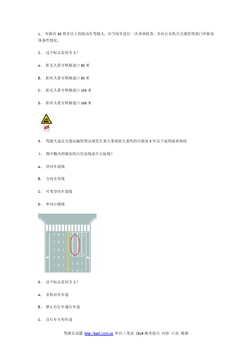 辣快县交规模拟考试精选第5套试题