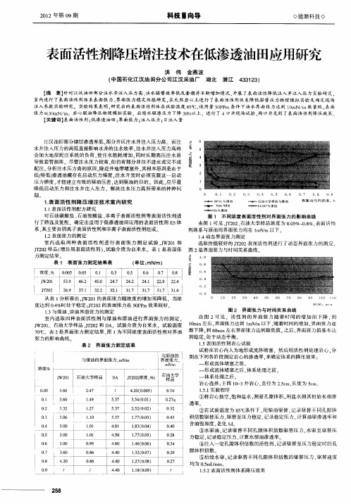 表面活性剂降压增注技术在低渗透油田应用研究