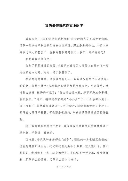 我的暑假随笔作文800字