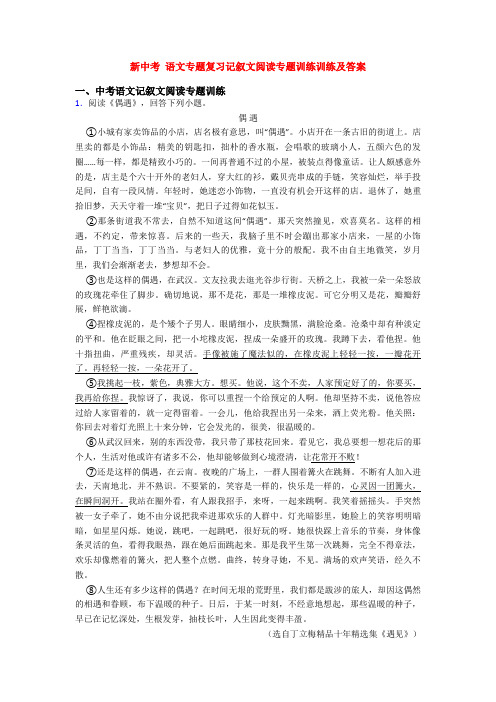 新中考 语文专题复习记叙文阅读专题训练训练及答案