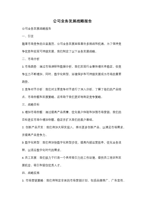 公司业务发展战略报告