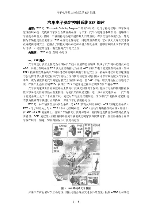 汽车电子稳定控制系统ESP综述